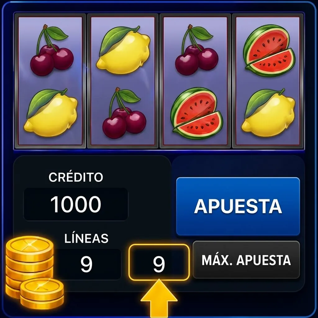 Ajustar la apuesta por lĂnea en Fruit Cocktail antes de jugar