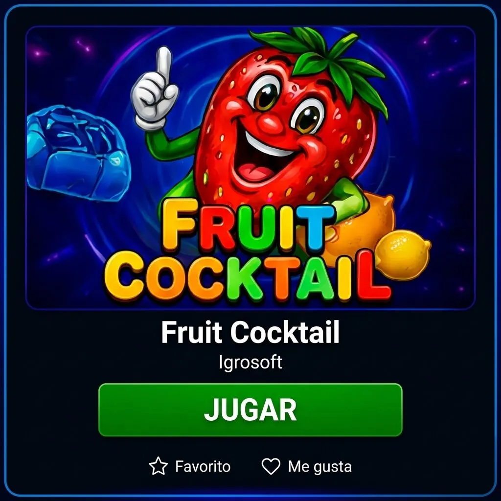 Pantalla del juego Fruit Cocktail con botón “Jugar” para iniciar