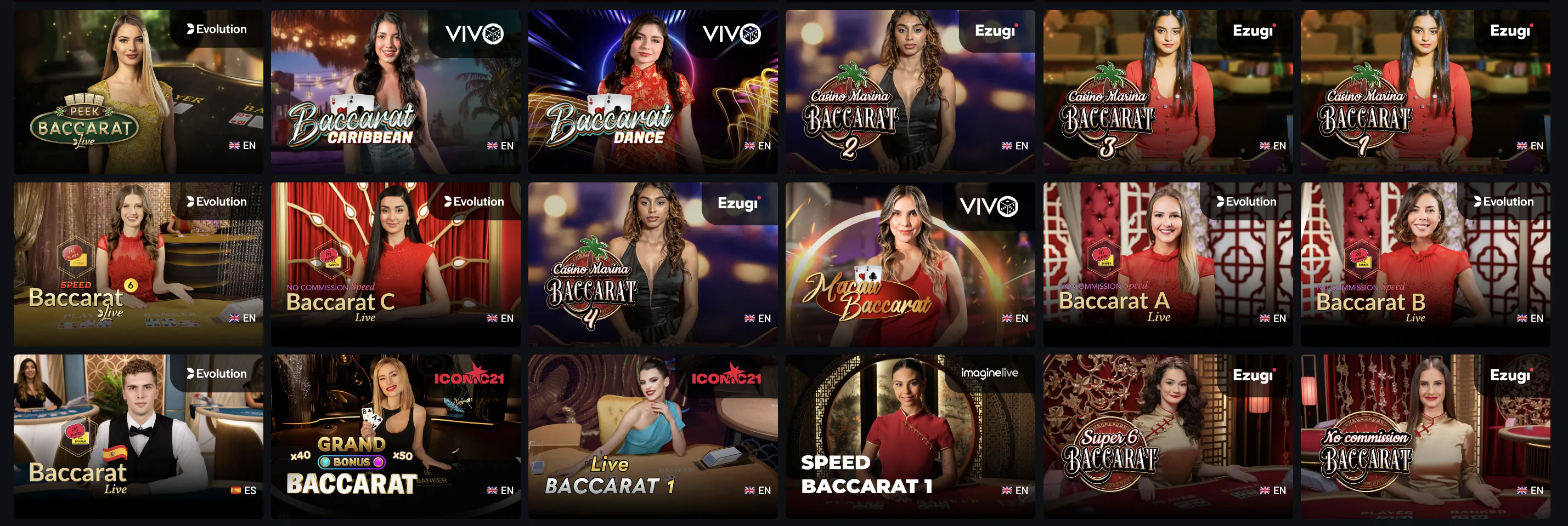Baccarat en Vivo Pin Up