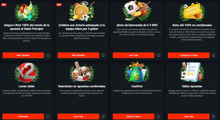 Bonos de casino Pin Up