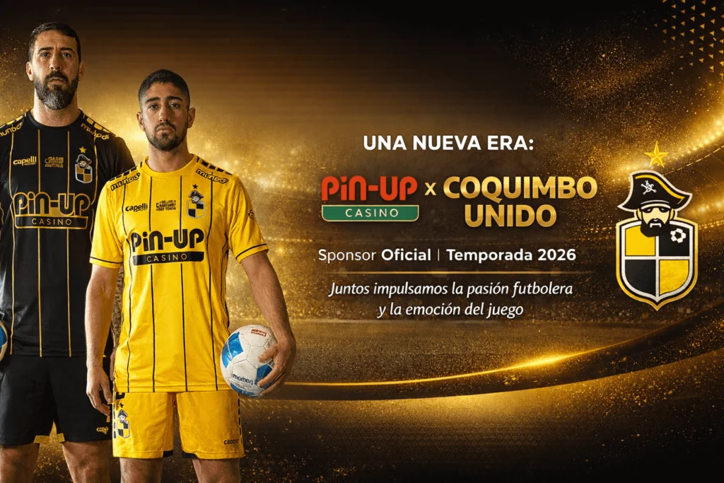 Anuncio de colaboración entre Coquimbo Unido y PIN-UP para la temporada 2026-2027